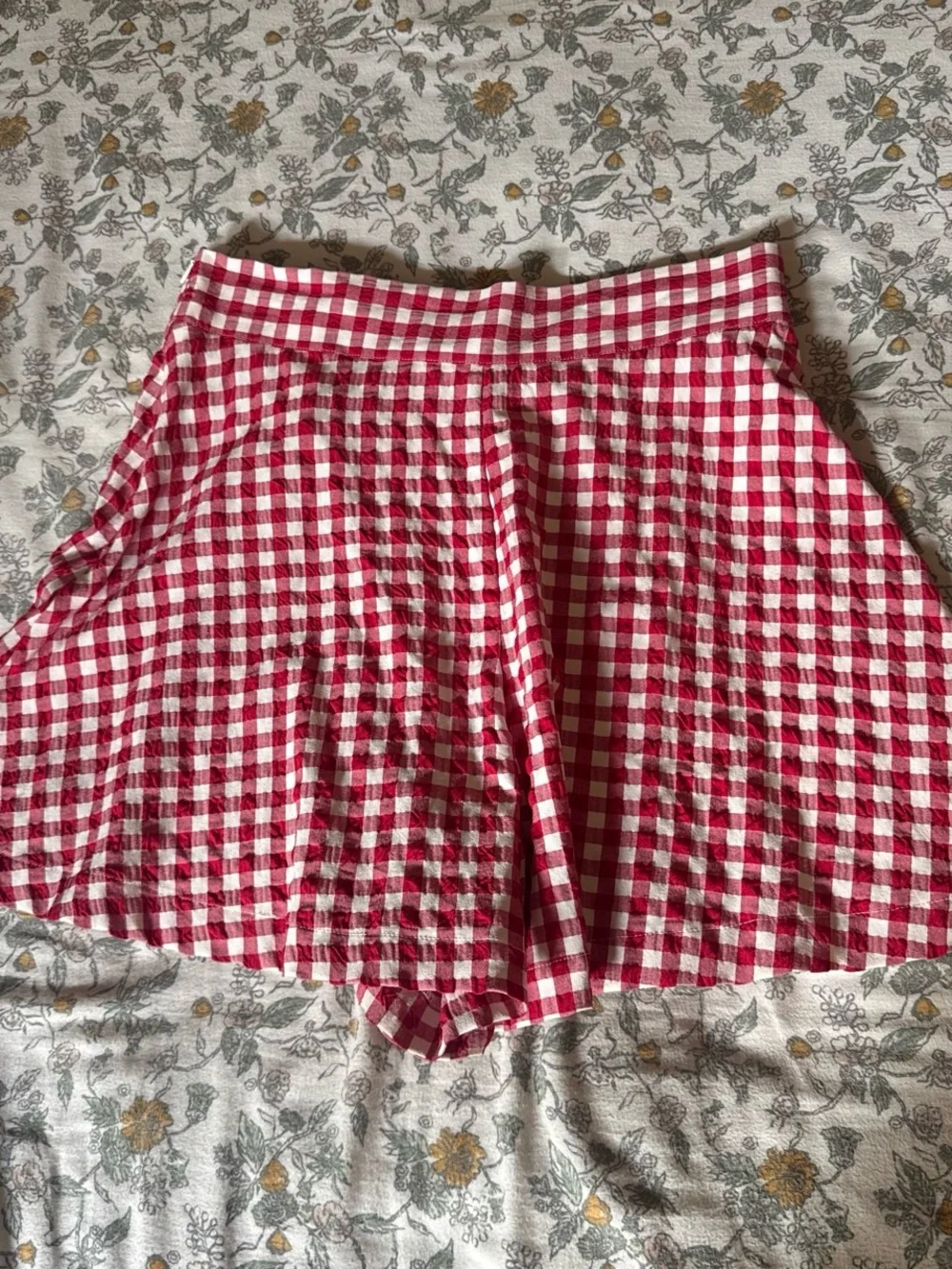 Zara Red and White Gingham Pleated Skort